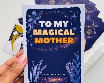 Ma mère magique, carte violette pour la fête des mères, fête des mères nature, sorcellerie, céleste, mère spirituelle, astrologie, mystique, fête des mères alternative