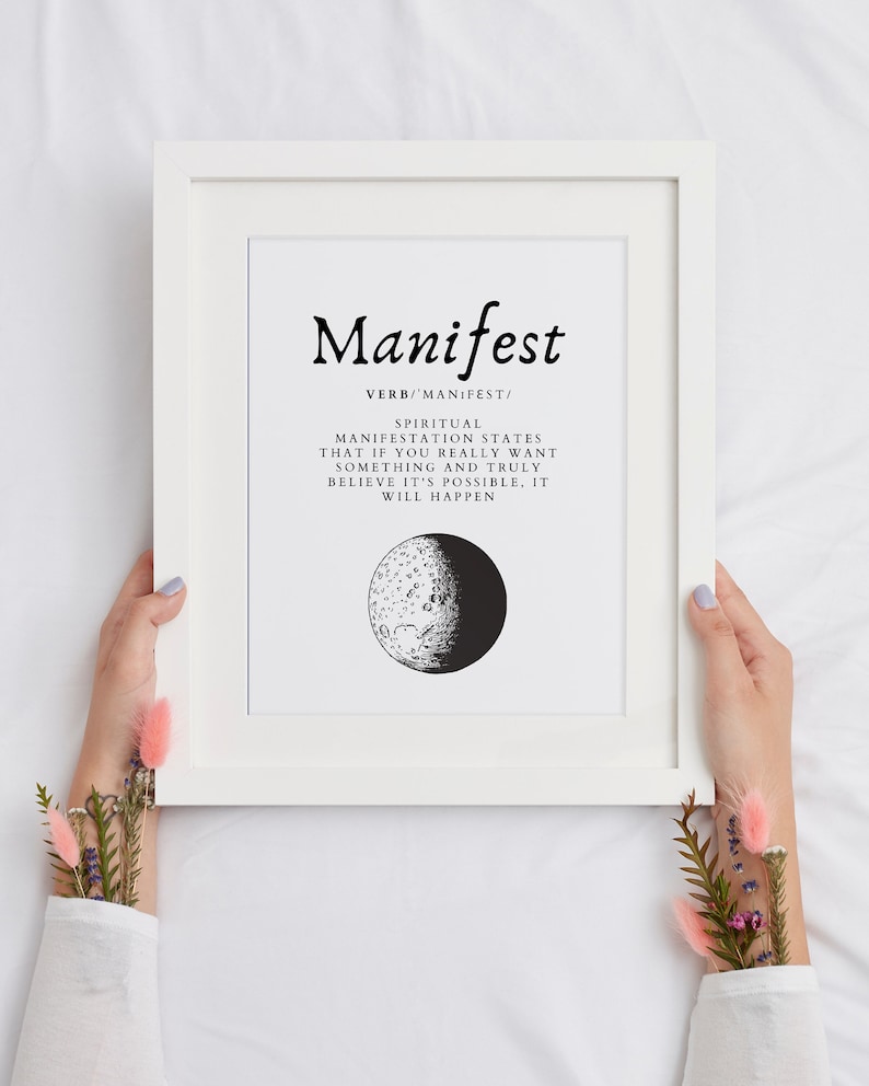 Full Moon Print,Manifestation Wall Art Print,Manifest Gift Her,Law of Attraction,Spiritual Prints,Home Decor,Good Positive Vibes,Meditation image 2