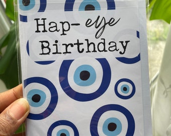 Turkish Evil Eye,Protection Evil Eye,Spiritual Birthday Card,Greeting Card,Happy Birthday,Law of attraction,Alternative Birthday Card