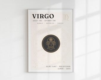 Virgo Zodiac Print,Horoscope Print,Virgo  Artwork,Virgo Poster,Virgo Birthday Gift,Star Sign Print,Astrology,Virgo Zodiac Art