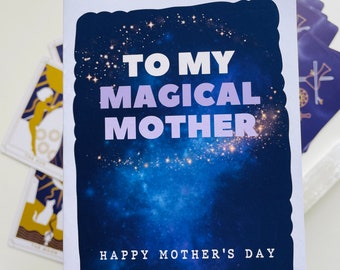 Ma mère magique, carte de fête des mères, fête des mères célestes, carte de fête des mères spirituelle sorcière, astrologie, mystique, carte de fête des mères alternative