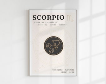 Scorpio Zodiac Print,Horoscope Print,Scorpio Artwork,Scorpio Poster,Scorpio Birthday Gift,Star Sign Print,Astrology,Scorpio Zodiac Art