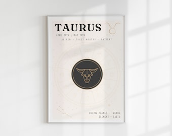 Taurus Zodiac Print,Horoscope Print,Taurus  Artwork,Taurus Poster,Taurus Birthday Gift,Star Sign Print,Astrology,Taurus Zodiac Art