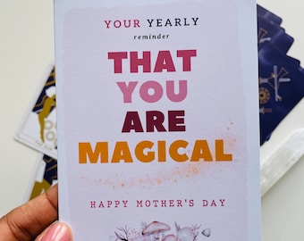 Ma mère magique, carte rose pour la fête des mères, fête des mères nature, sorcellerie, céleste, mère spirituelle, astrologie, mystique, fête des mères alternative
