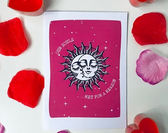 Unique Valentines Card,Valentines Card,Our Souls Met For A Reason,Valentines Day Card,Alternative Valentines Card,Girlfriend Boyfriend Card