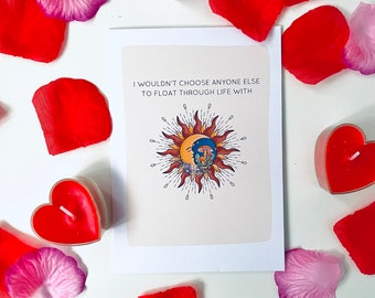 Carte lune et soleil, carte unique de la Saint-Valentin, carte de la Saint-Valentin, carte de la Saint-Valentin, carte de la Saint-Valentin alternative, carte petite amie, carte petit ami