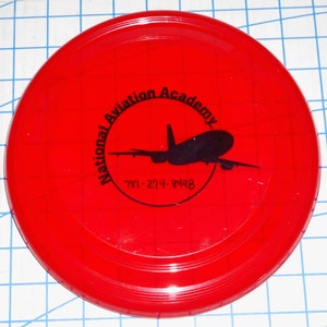 National Aviation Academy Frisbee Style Advertising Flying Disc Red Plastic VG