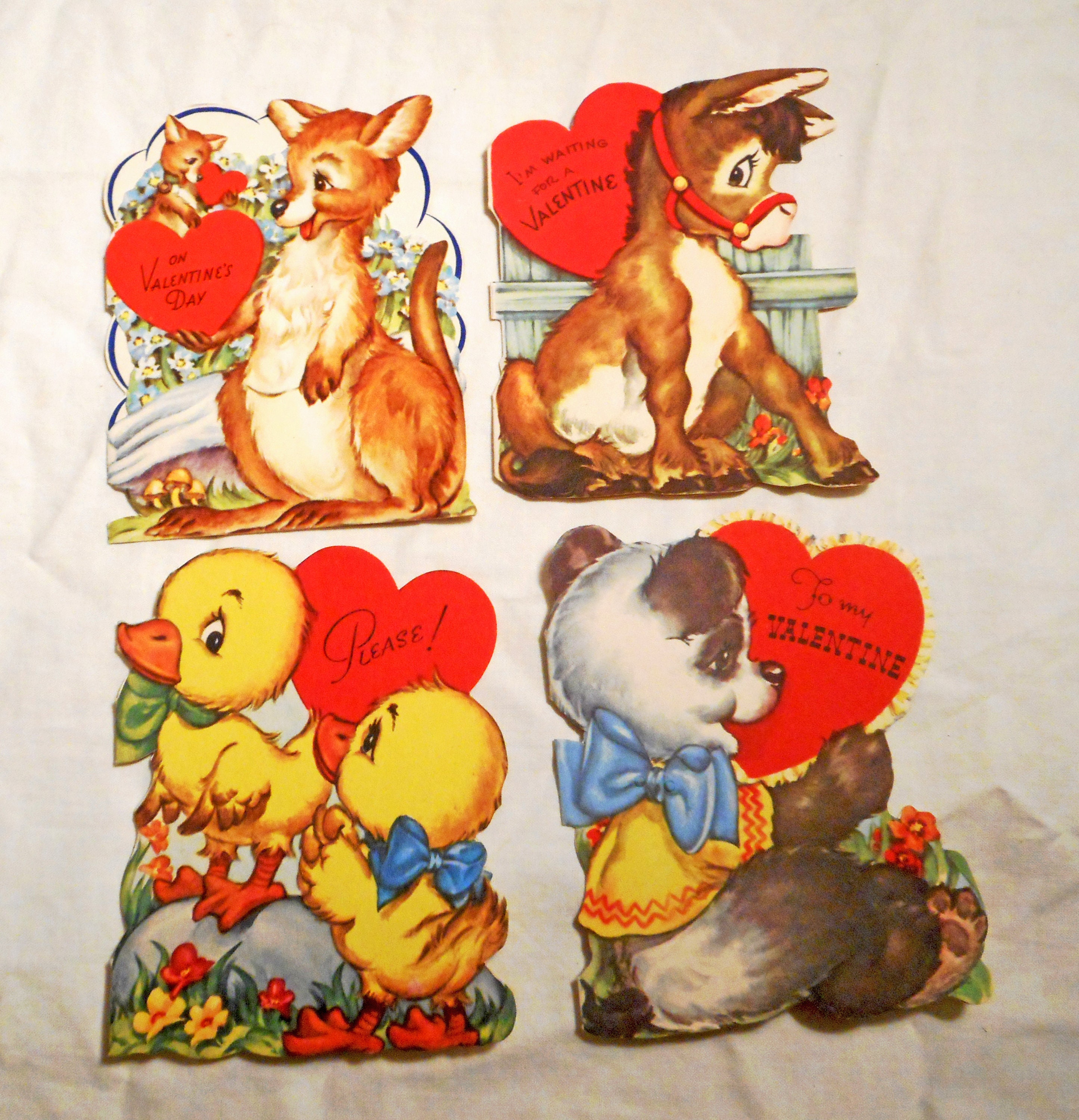 Lot of 4 Vintage 1947 Valentines Cards by Charles Christian - Etsy