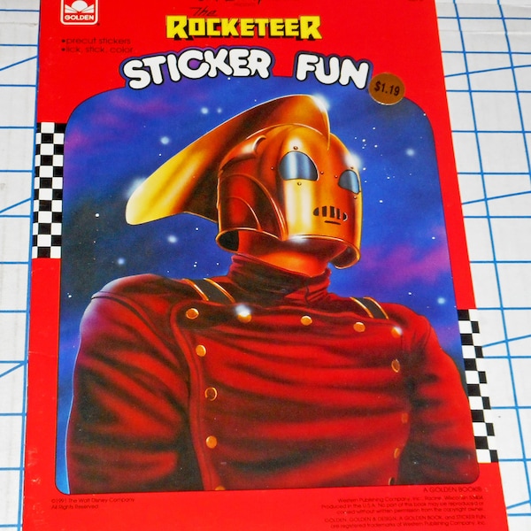 Vintage Retro Disney The Rocketeer Movie Sticker Fun Book Mint