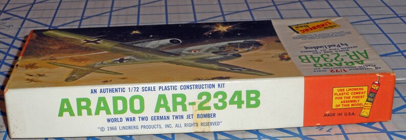 Vintage Lindberg Arado AR-234B German WWII Jet Bomber 172 Model Kit No. 439 MIB image 6