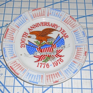 American Bicentennial 9 inch Calenar Plate Made in Japan