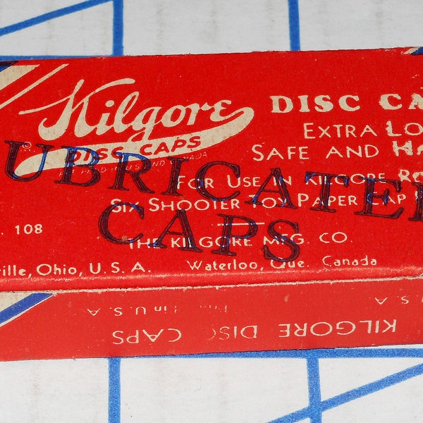 SALE! Box of Kilgore “Lubricated Disc Caps” No. 108 for Cap Guns Mint in Box  SALE!