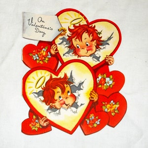 Vintage 1947 Angels Valentines Card On Valentine’s Day by Charles Christian Culp No Envelope