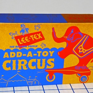 Vintage Lee-Tex Add-A-Toy Circus EMPTY BOX 1950s Elephant Zebra VG