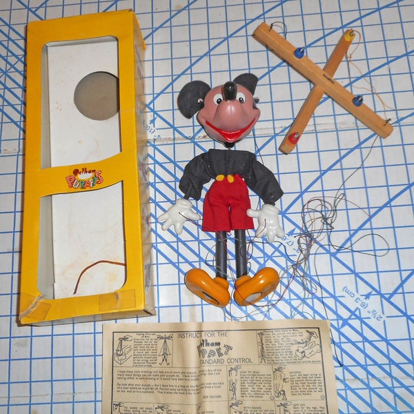 Vintage Pelham Walt Disney Productions Mickey Mouse Marionette Puppet SL12 MIB