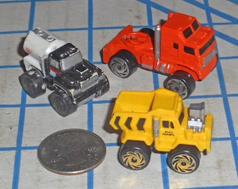 Lot of 3 Road Champs Micro Machines Style Trucks Miniature Toys VG