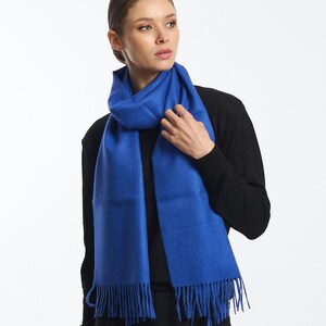 100% baby alpaca scarf, blue scarf, classic scarf with fringes, unisex scarf, soft and warm scarf, Peruvian alpaca scarf