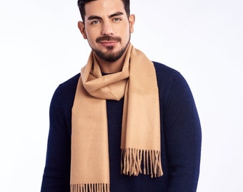 Baby alpaca scarf, fringed scarf, plain weave neckerchief, vicuña colored scarf, man woman scarf, autumn winter shawl, soft anti-allergic