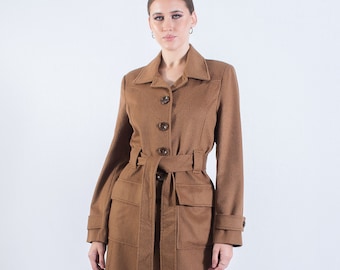 Baby alpaca luxury coat, vicuña color coat, elegant women's jacket, coat with buttons and pockets, coat with belt, autumn winter coat