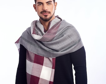 Premium alpaca pashmina, shawl for men and women, multicolored stole without fringes, autumn winter, classic luxury scarf, soft anti-allergy wrap