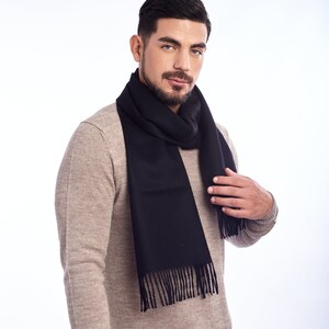 100% baby alpaca scarf, scarf with fringes, solid black scarf, unisex scarf, soft and warm scarf, Peruvian alpaca scarf, gift