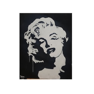 Marilyn Monroe Schwarz weiß AcrylGemälde Moderne Handgemachte Wandkunst 100x80