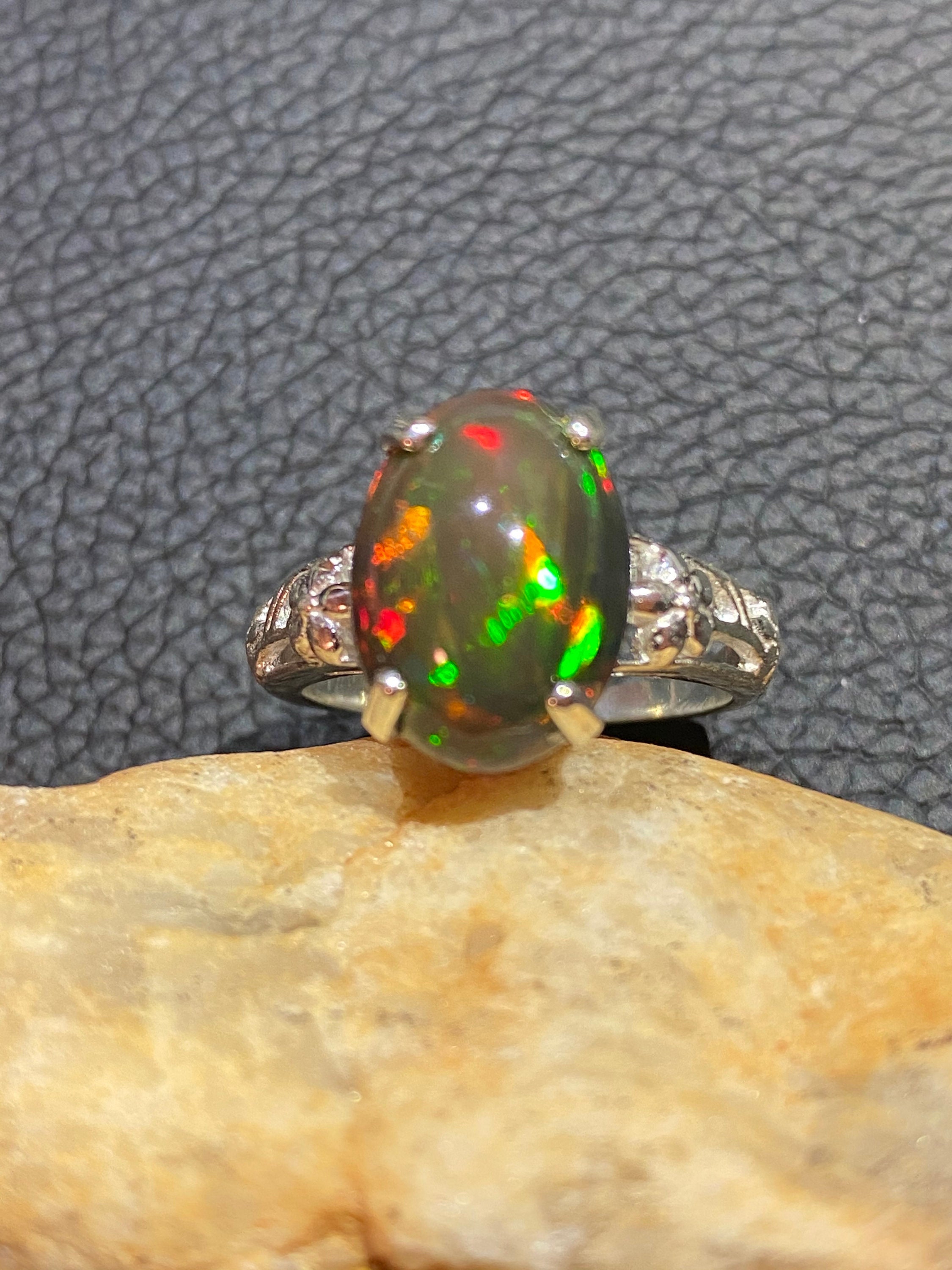 4.45 CT Natural Black Opal in Solid 925 Sterling Silver Men - Etsy