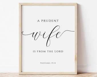 Sprüche 19:14, Eine umsichtige Frau Wandkunst | Schrift Wandkunst | Bibel Vers Druck | Wanddekoration | Druckbare Kunst