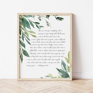 Ecclesiastes 3:1-8, For Everything There Is A Season Wall Art | Scripture Wall Art | Bible Verse Print | Home Decor | Printable Art