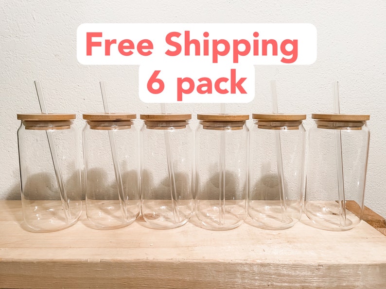 Wholesale Beer Can Glass With Bamboo Lids and Glass Straws Etsy
