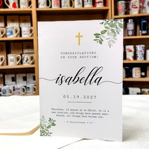 Personalized Baptism Card | Congratulations Baptism Card | Custom Baptism Card For Boy and Girl, Son | Christening Card | 2 Corinthians 5:17