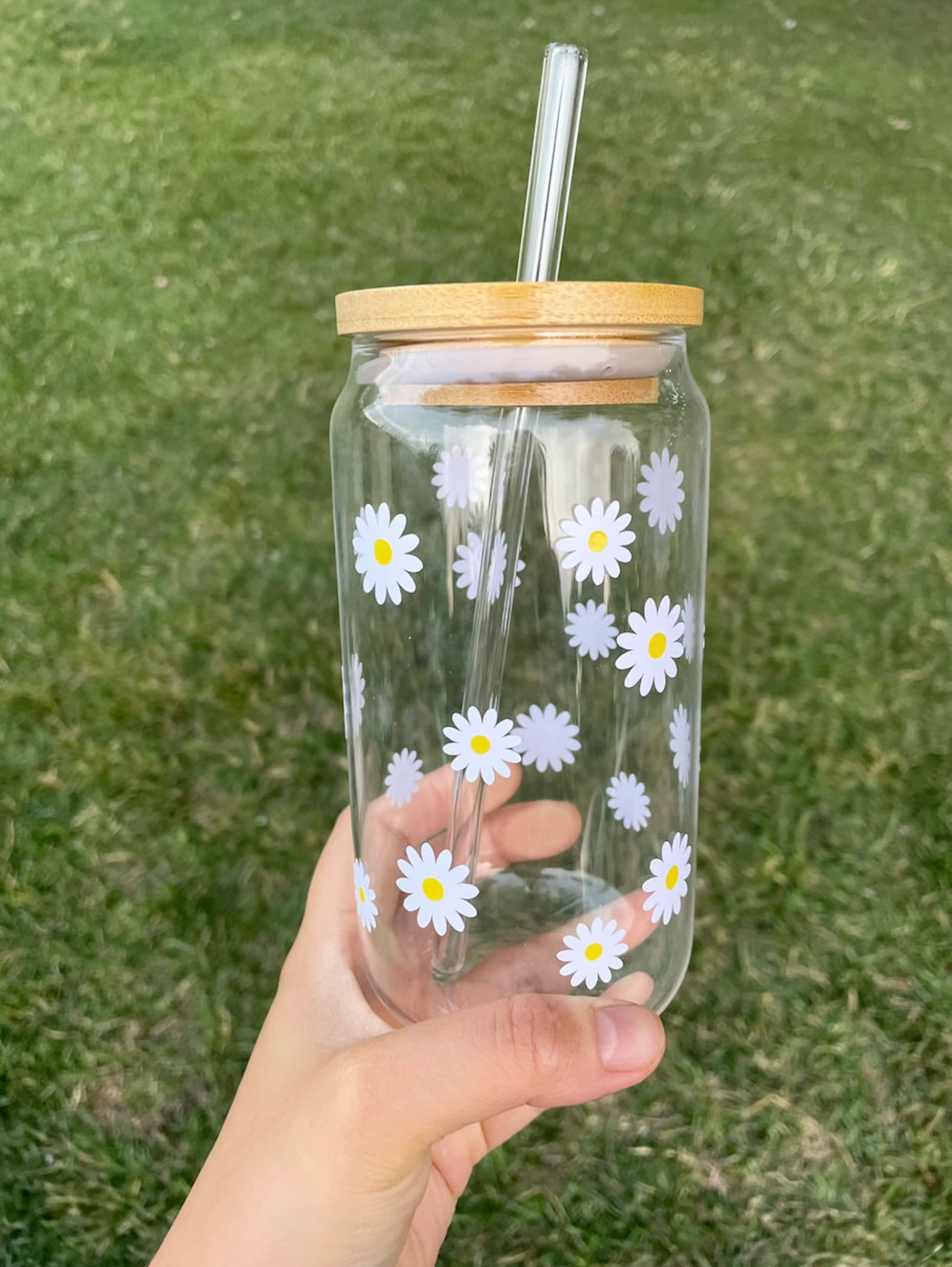 Daisy Cup Daisy Iced Coffee Cup Glass Retro Flower Beer Can Etsy
