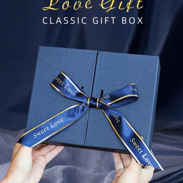 High-quality Navy Blue Gift box | Empty Luxury Gift Box with Ribbon | Gift Box for graduation, Christmas, Bridesmaid, Groomsman,