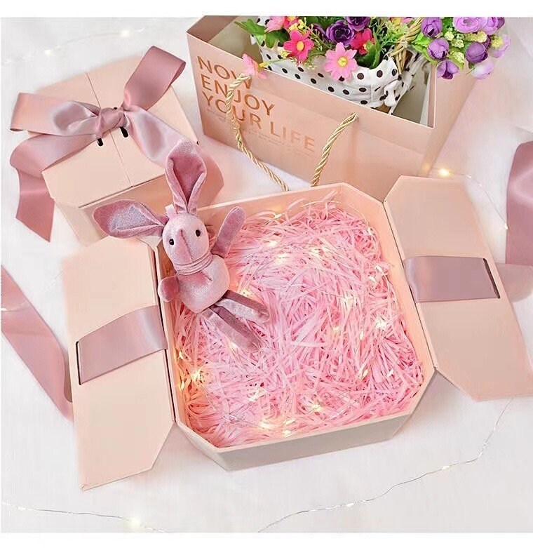 Empty Luxury Pink Gift Box Luxury Gift Box With Ribbon Etsy