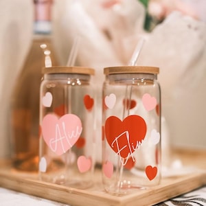 Valentinstag Geschenke für Sie, Mini Herz Glasdose, personalisierte Valentinstag Becher, Galentines Day Geschenk für Freunde, Geschenk für Mama