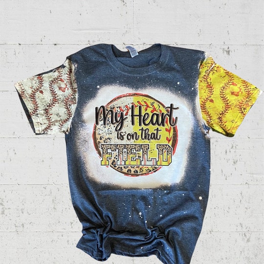 My heart is on the field softball baseball 3D T Shirt