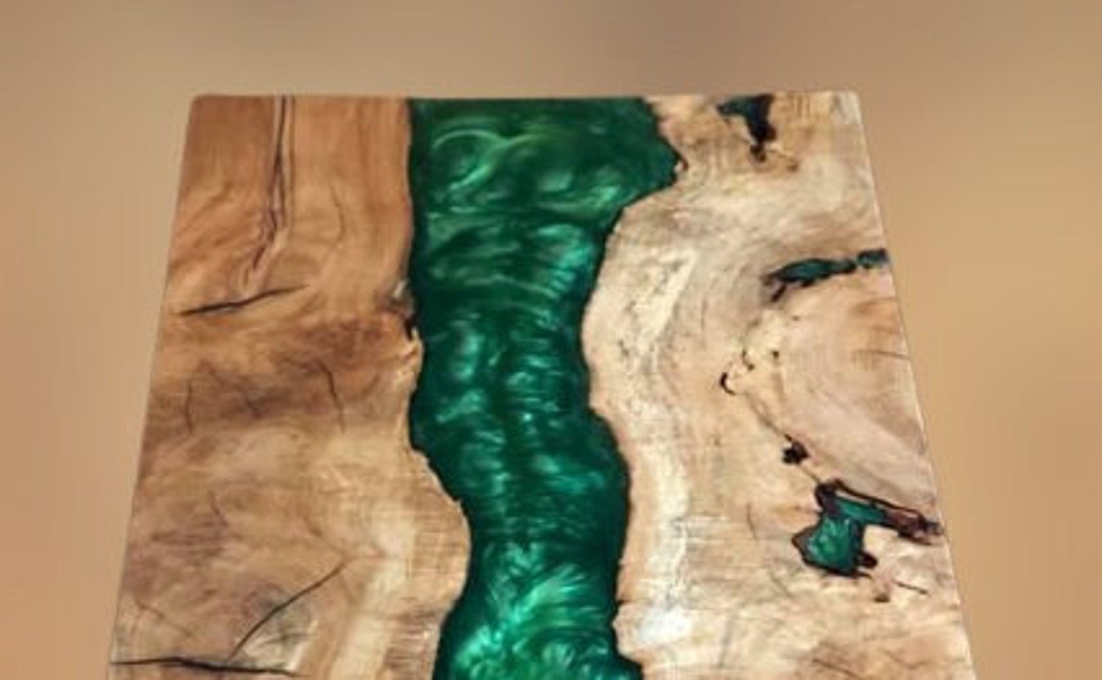 Green Epoxy Table Top Live Edge Table Top Office Counter Top Etsy