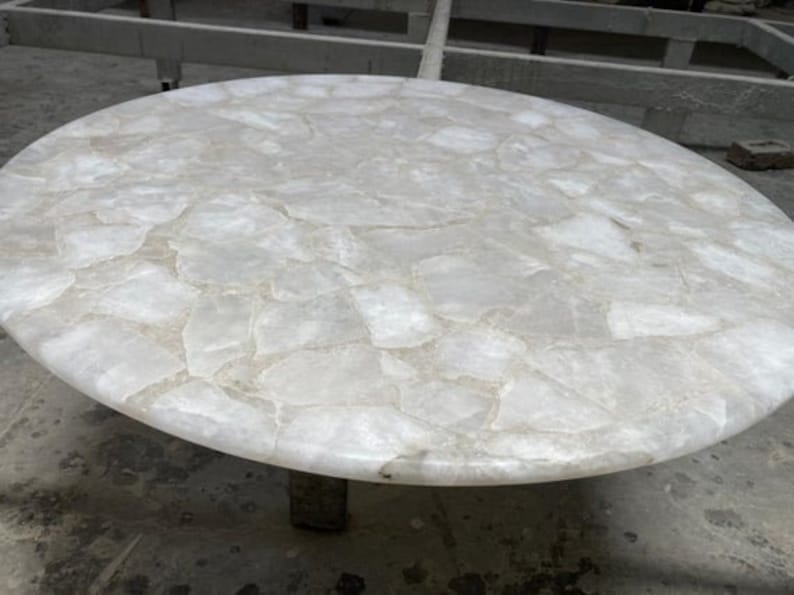White Quartz Table Topquartz Tophandmade Table Topquartz Etsy
