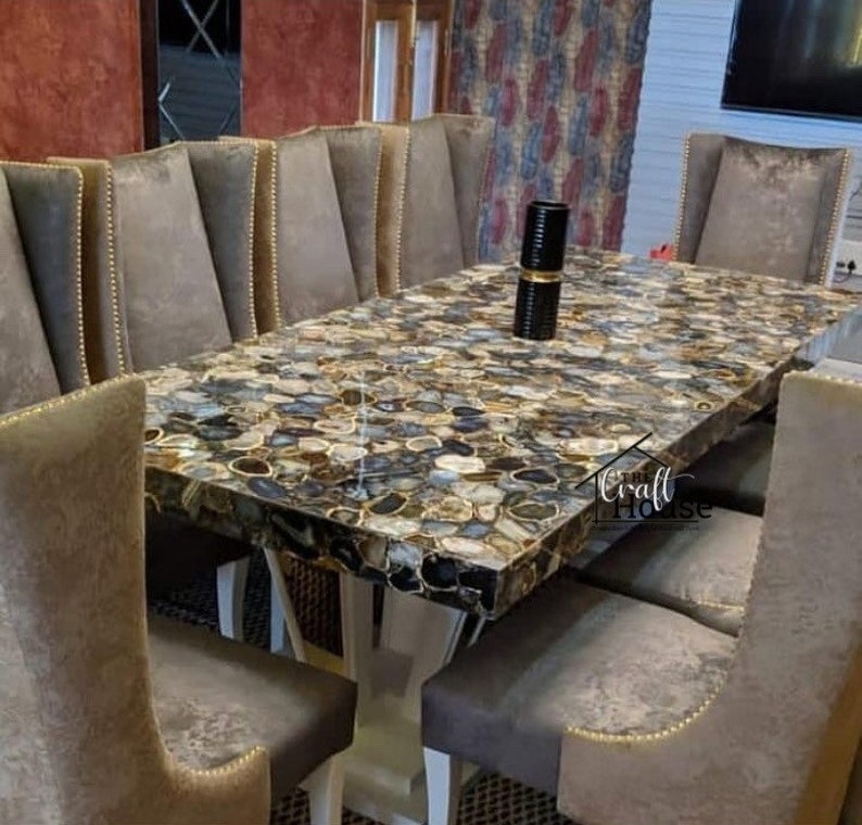 Dining Table Top Natural Agate Stone Dining Room Decor Etsy