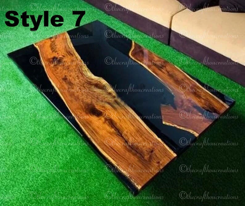 Wooden Epoxy Table Epoxy Table Top Black Epoxy Resin River Etsy