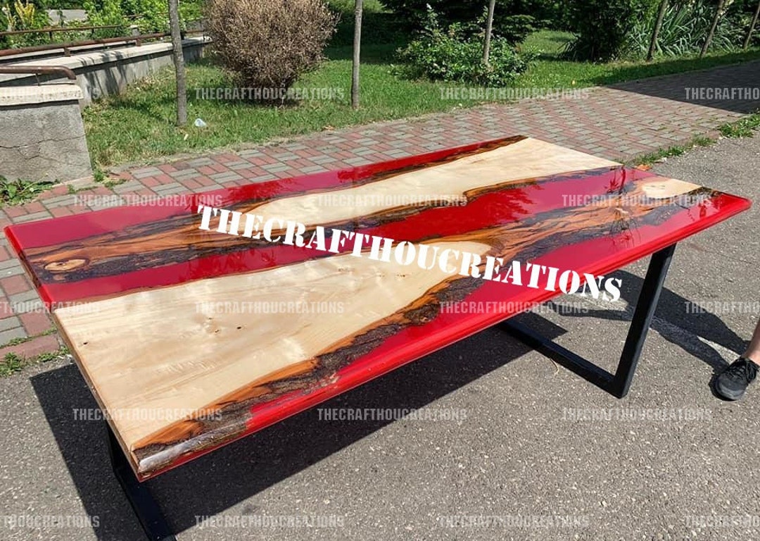 Amazing Red Epoxy Custom Order Table Top Epoxy Live Edge Table Etsy