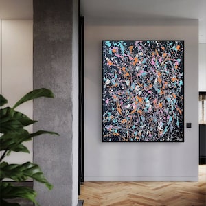 Large colorful abstract painting | Paint splatter canvas | Textured wall art | Jackson Pollock style | Wall art drip