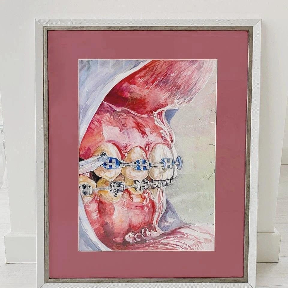 Watercolor teeth painting / Dentist clinic wall decor / Dental Etsy