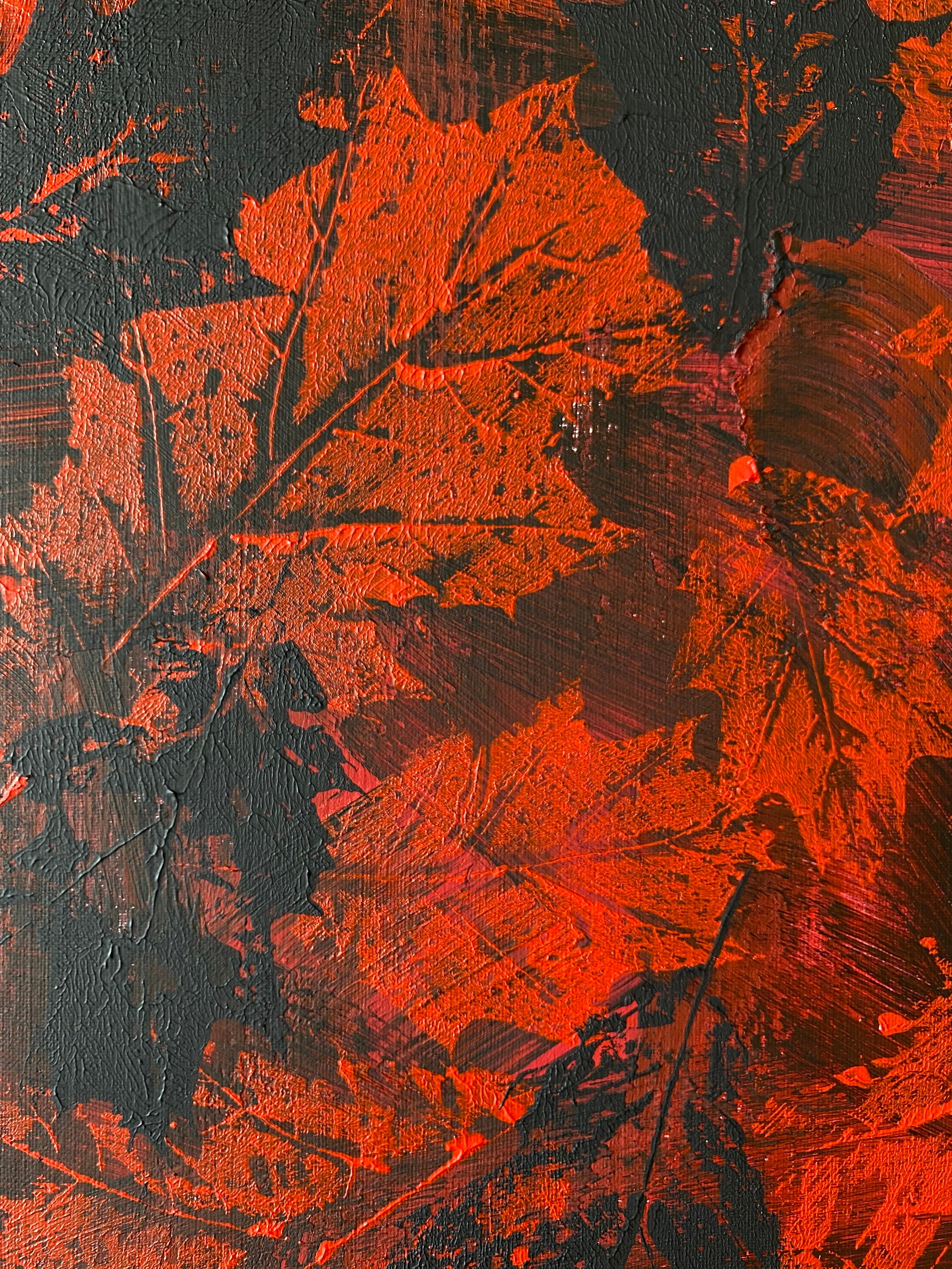 Leaves Modern Painting Canvas / Tree Leaf Art / Red Botanical - Etsy