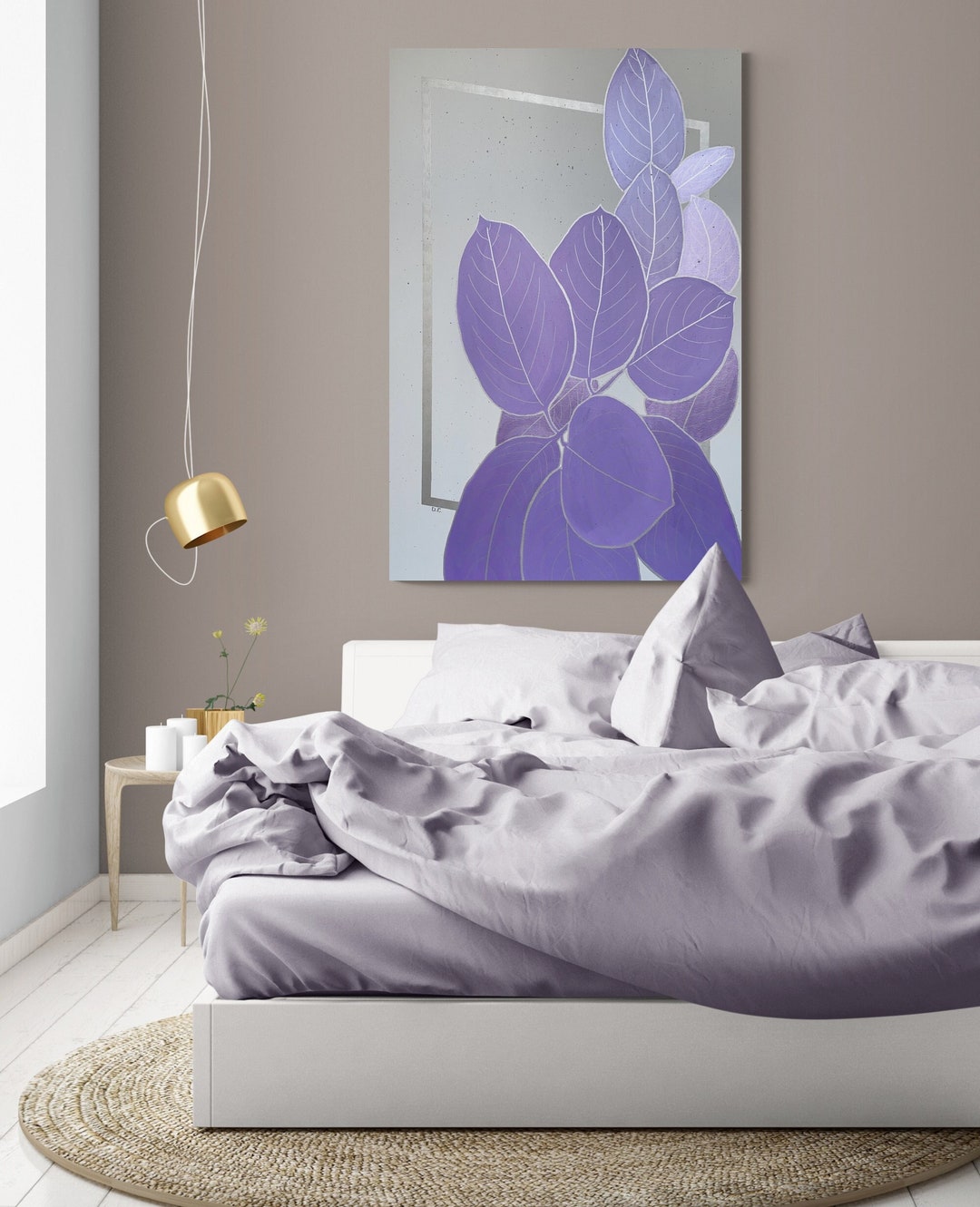 Lilac Painting Large Botanical Wall Art Purple Living Room Wall Art ...