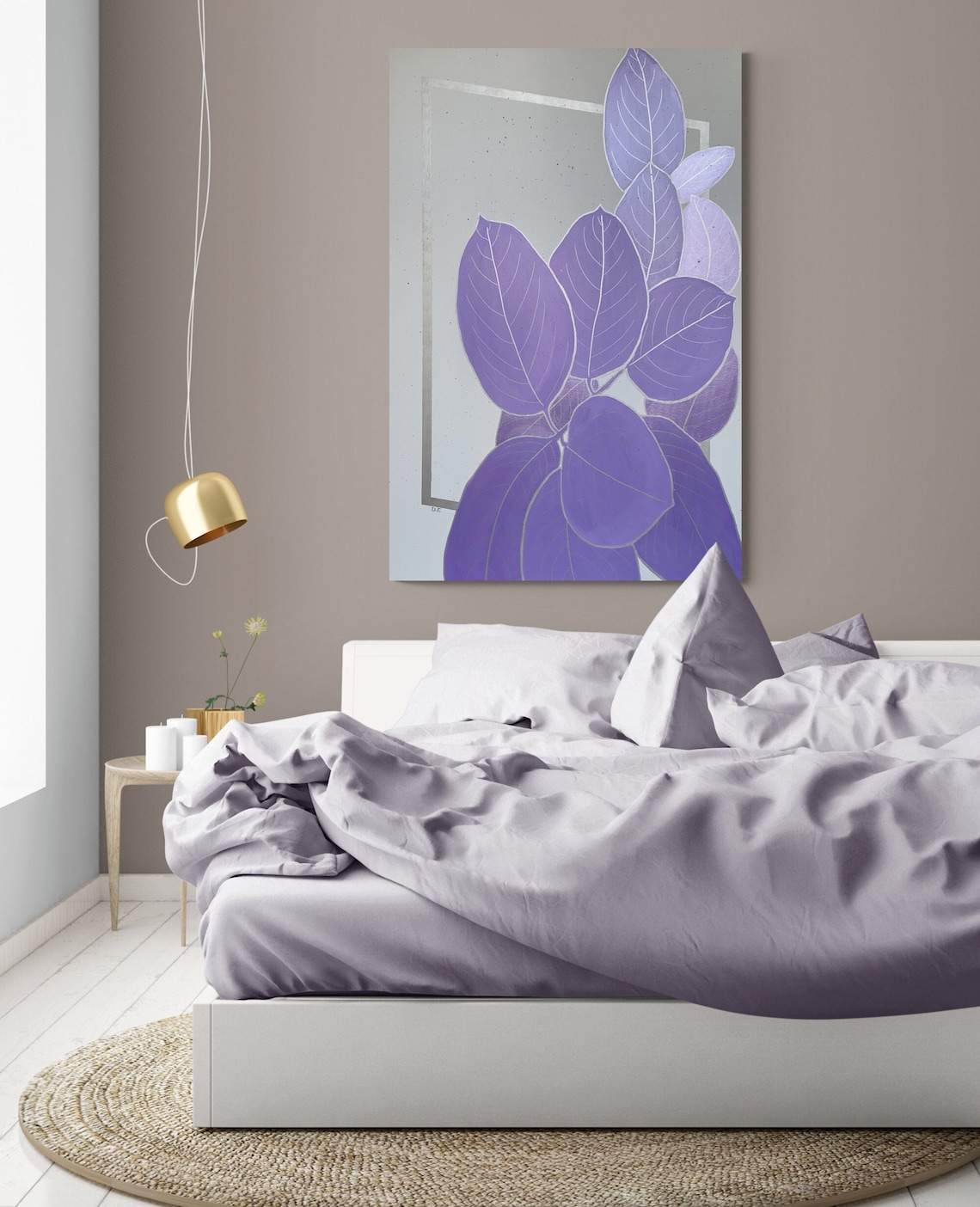 Lilac Painting Large Botanical Wall Art Purple Living Room Wall Art