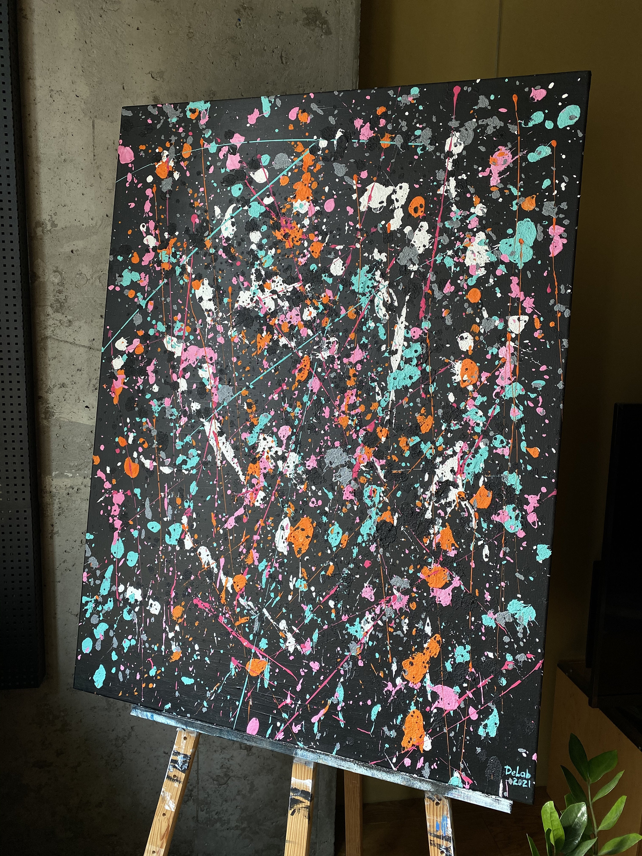 Paint Splatter Canvas Сolorful Painting Large Drip Textured Wall Art