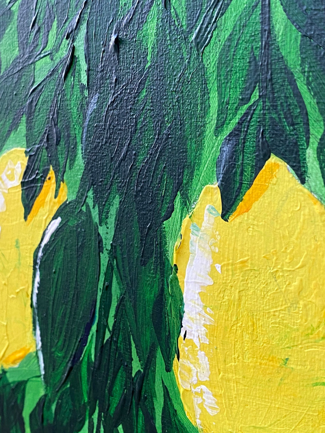 Lemon acrylic painting abstract picture kitchen decor idea Etsy