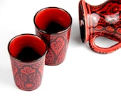 Ceramic Pitcher cups glasses Set handmade hand pained for sweet tea sangria pitcher, mexican pitcher, Moroccan Ceramic