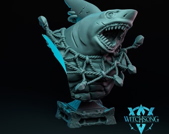 Anchor Whirler | Shark | Bust | 110mm Tall | Witchsong Miniatures | Dungeons and Dragons | Pathfinder | Painting